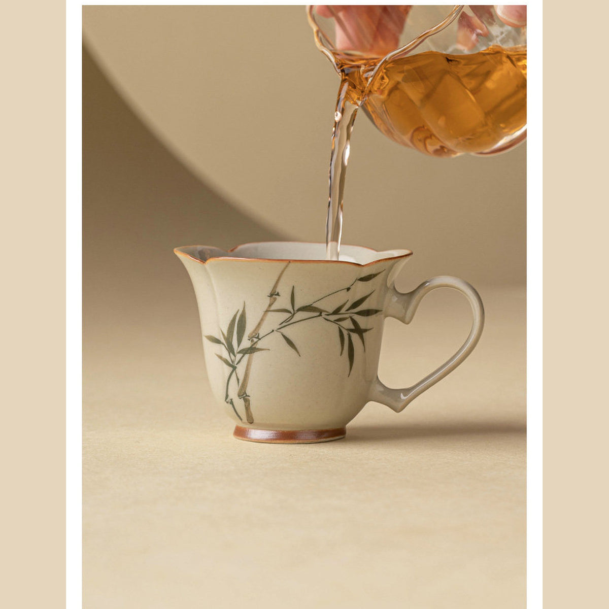 Green bamboo heart-handle tea cup, gallery view 6