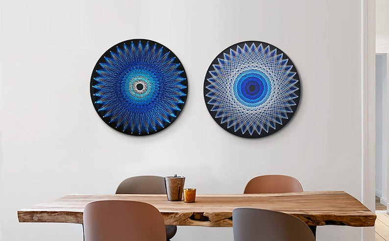 Kind of Blue Mandala String Art DIY Wall Hanging Room Decor Meditation Art Gift for Yoga Lovers