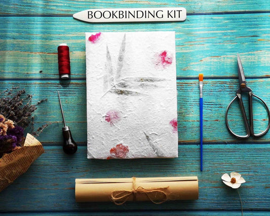 Oriental Style Book Binding Kit With Handmade Floral Petal Hard Cover DIY Craft Gift for Book Lovers