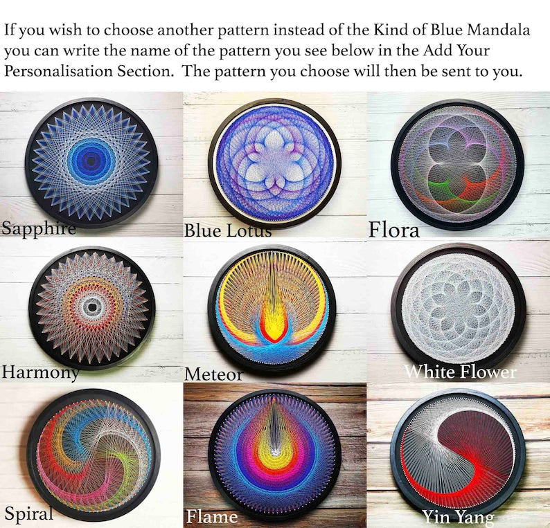Kind of Blue Mandala String Art DIY Wall Hanging Room Decor Meditation Art Gift for Yoga Lovers