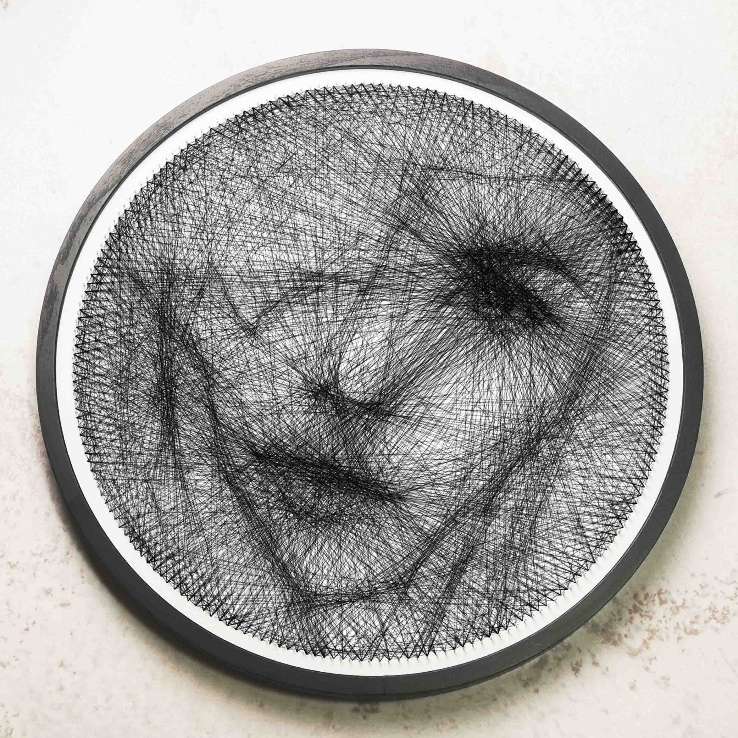 Thread Art Abstract Abstract Face Illustration Thread Painting on Canvas String Art DIY Wa ...