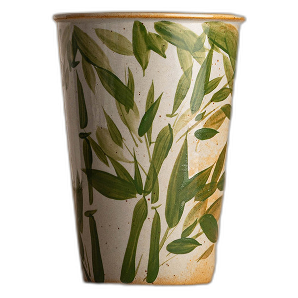 Handcrafted Ceramic Cola Mug, Chinese Retro Style, Underglaze Hand-Painted Floral Design, Rustic Clay Drinking Cup, Handleless, 8cm Wide Opening, 300ml Capacity ---