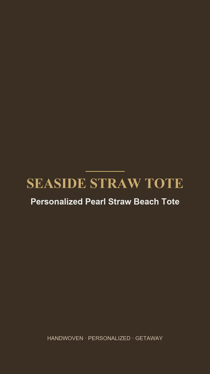 Personalized Straw Beach Tote Bag for Women - Custom Handwoven Shell Bag with Pearl Name Letters, Silk Camellia Flower & Zipper - Customized Bridal Party Gift for Vacation, Summer Getaway, Honeymoon