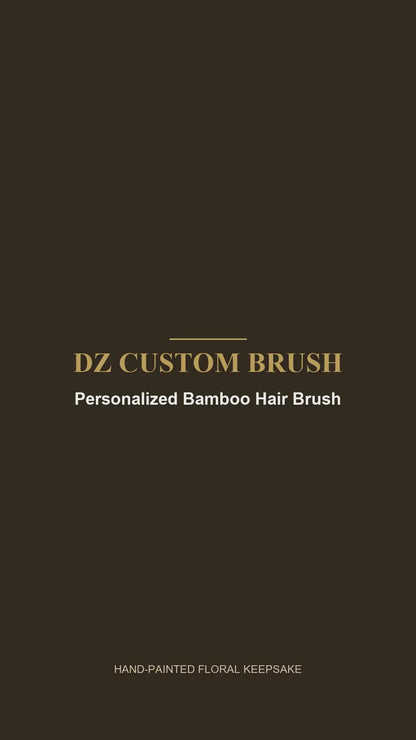 Personalized Hand-Painted Bamboo Hair Brush - Custom Name Floral Design Hairbrush