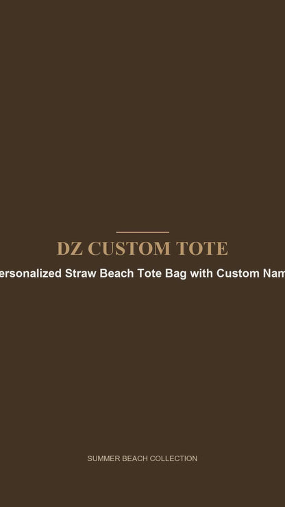 Personalized Straw Beach Tote Bag with Custom Name - Handwoven Seagrass Summer Tote with Faux Leather Straps, Custom Embroidered Name, Flower Decoration - Vacation Beach Bag Gift for Women